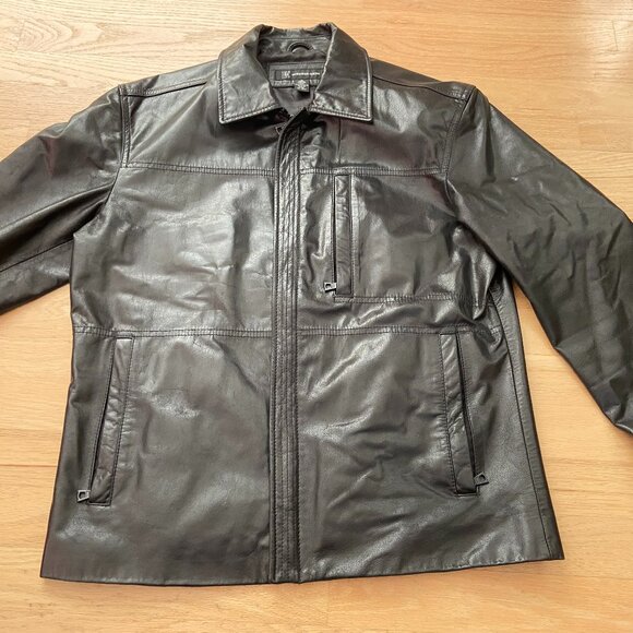 INC International Concepts Men's Genuine Leather Jacket, Medium, Black - Picture 1 of 12